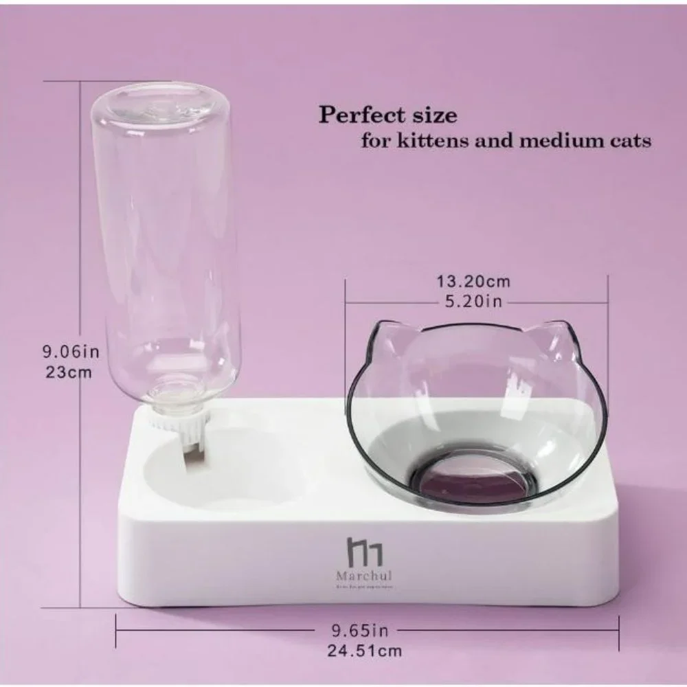 Tilted Cat Bowl Set for Food and Water